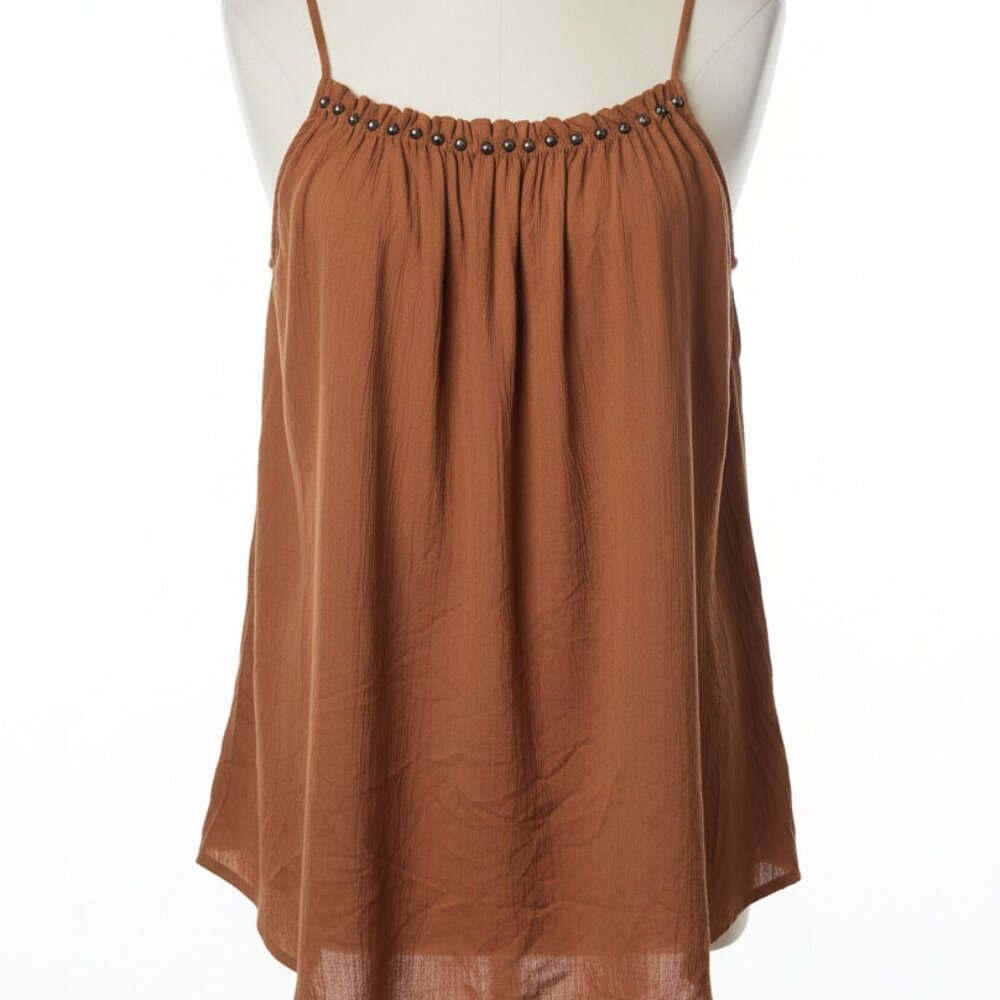 Maurices Tan Tank Top with Beaded Accents